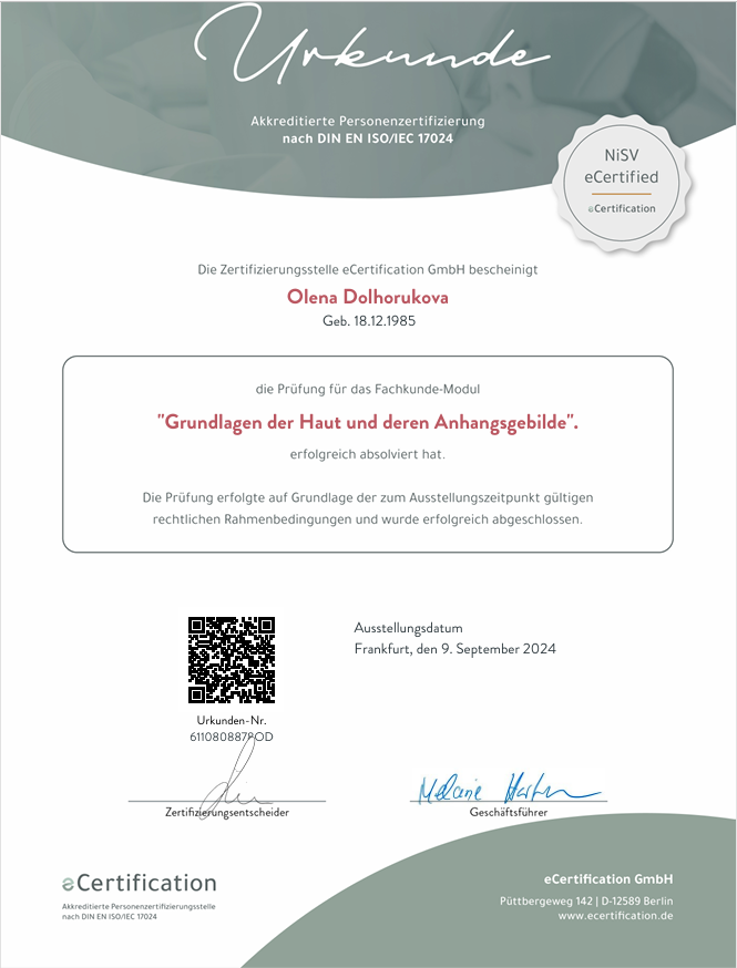 Zertifikat Olena 1